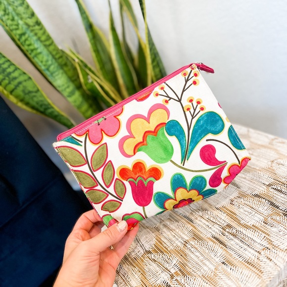 Clinique Handbags - Clinique | Bright Floral Travel/Makeup Pouch